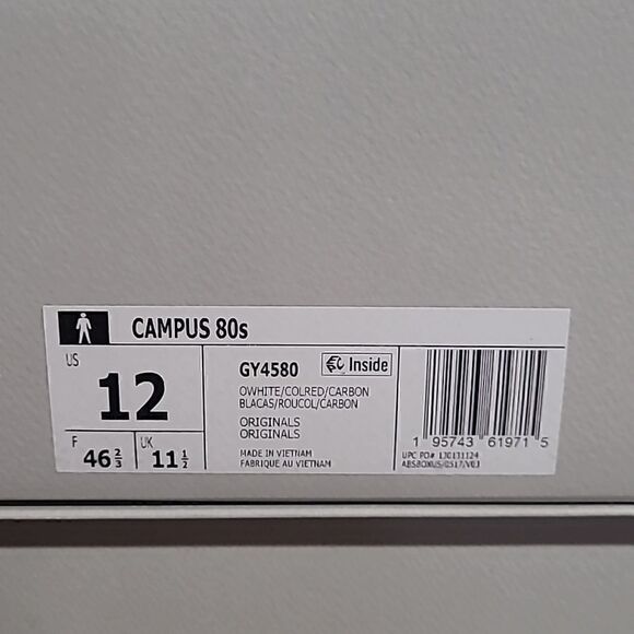 Adidas Originals Campus 80s Low Mens Casual Shoes White Red GY4580 main image 4